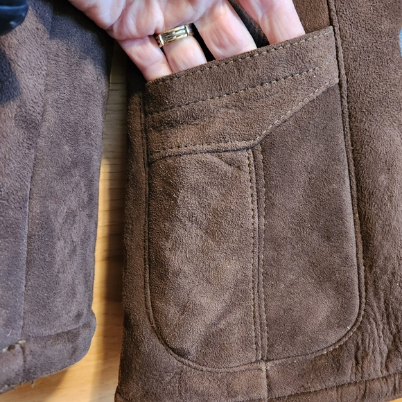SAWYER OF NAPA VINTAGE BROWN LEATHER WOOL SHEARLING COAT JACKET SIZE 4 SIZE 6 - Picture 6 of 15